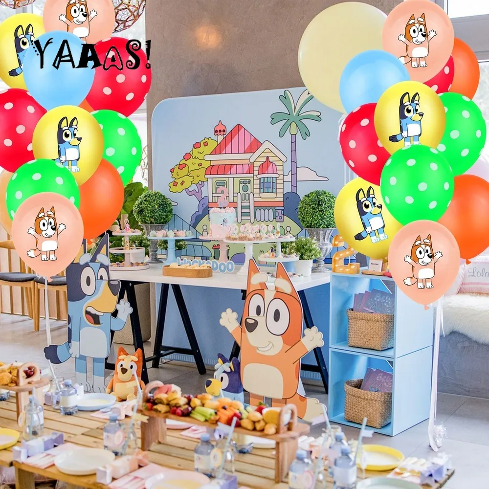 

Bingo Bluey Balloons Animal Theme Party Decor Kids Toys Globos Helium Air Inflatable Balls Happy Birthday Banner Party Supply