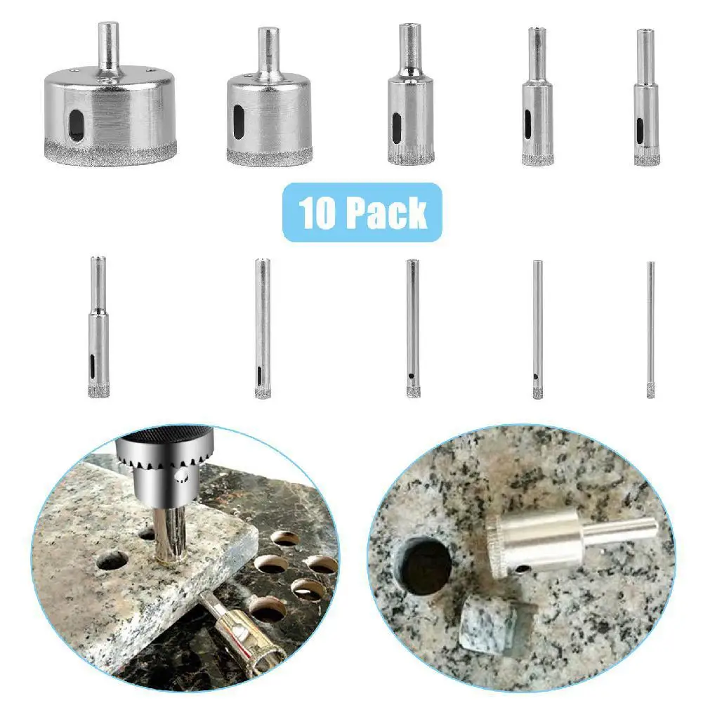 10 шт. 3 50 мм Кольцевая пила диаманта сверло набор Стекло Керамика плитка режущий