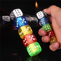 personality free fire dice lighter funny glowing toy butane refillable gas lighter portable gadgets for men rotatable lighter