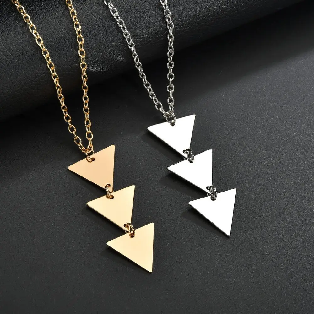 Новый Fanshion золото Цвет длинноцепочечный котел Треугольники подвеска-ожерелье