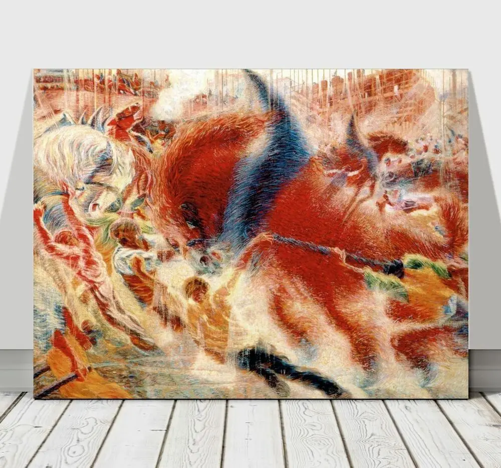 

UMBERTO BOCCIONI-подъем города-холст Художественная печать плакат-абстрактный-12x8 дюймов; Холст печать живопись настенный Декор современный