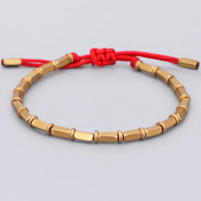 Тибетский браслет ручной работы из чистой меди с бусинами черный плетеный Budhhist