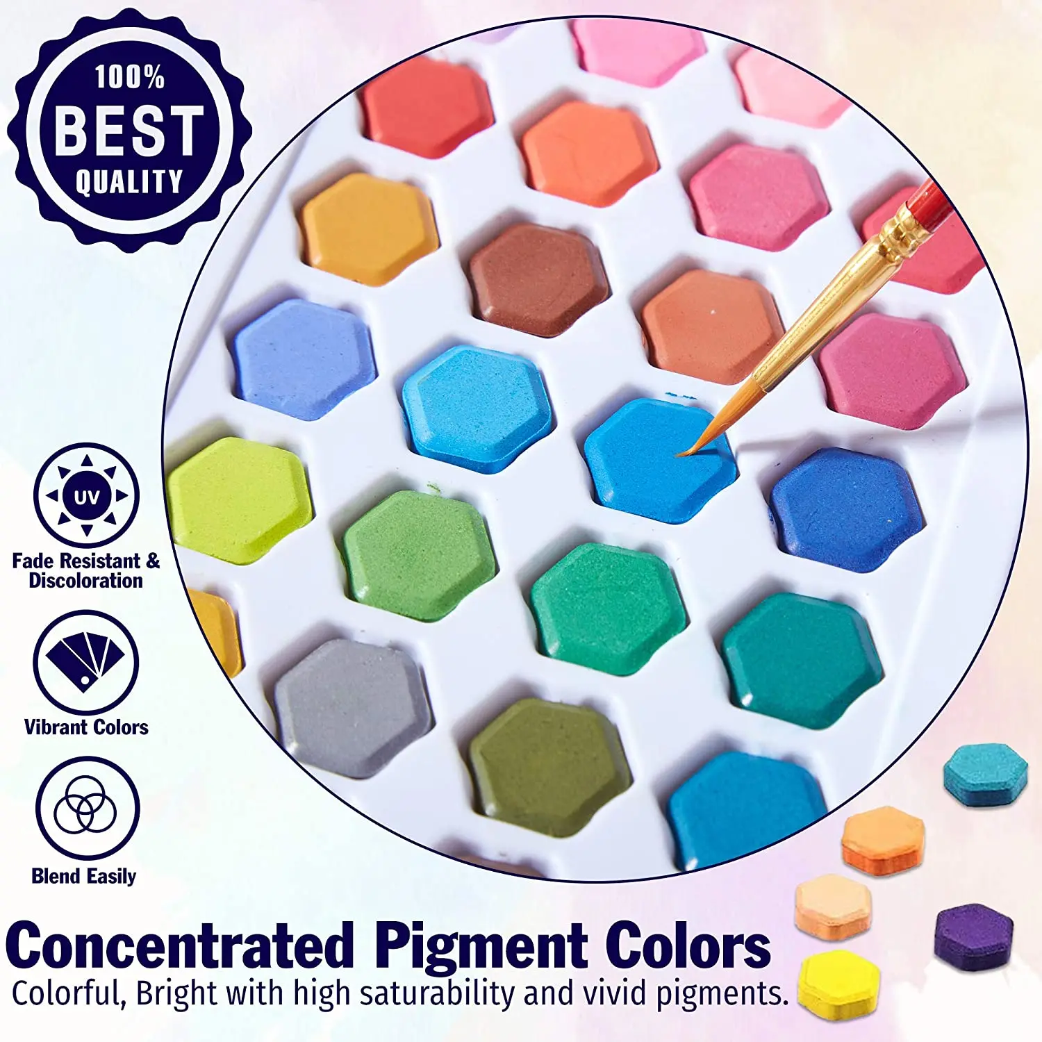 36 цветов сплошные акварельные краски в наборе с деревянной щёткой-столбиком