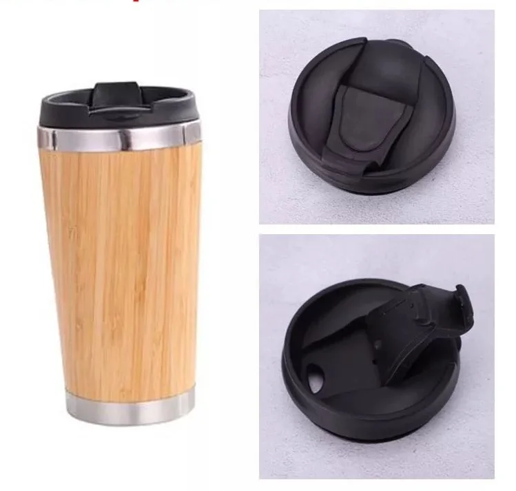 

Bamboo Coffee Cup Stainless Steel Coffee Travel Mug With Leak-Proof Cover Insulated Coffee Accompanying Cup Reusable Cup