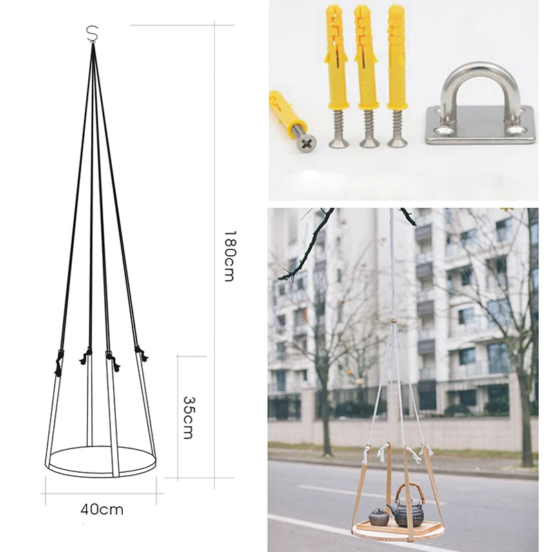 Деревянный подвесной стол подставка для растений деревянная кожаная полка