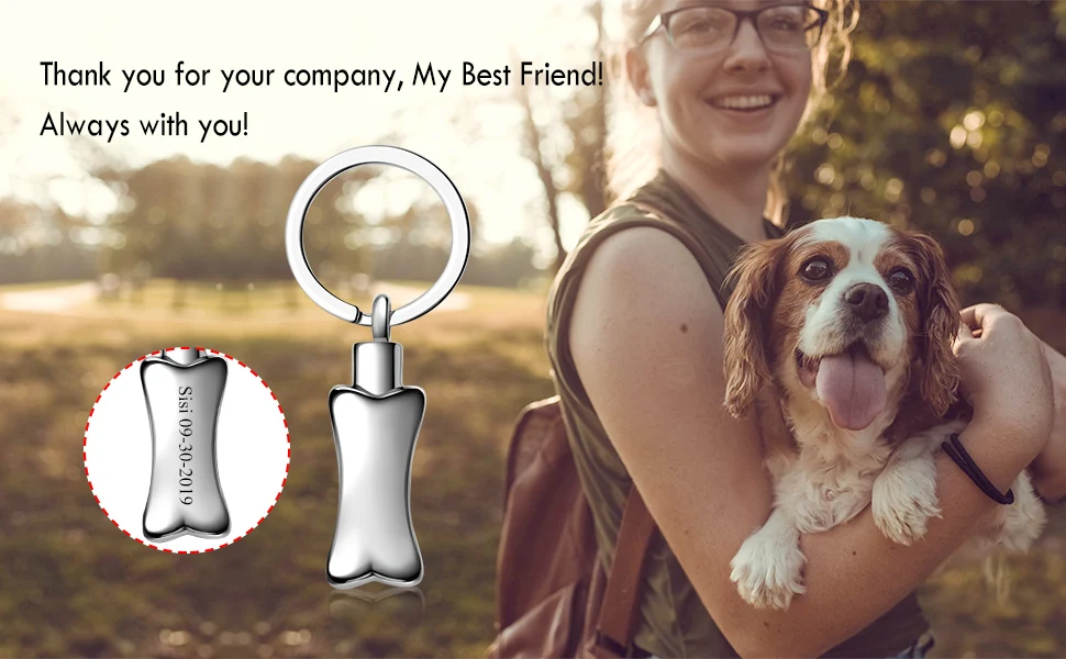 

Personalized Master Custom Keychain Pet Name Date Dog Bone Key Chain Cremation urn Keepsake Ashes keyring Puppy Memorial Gift