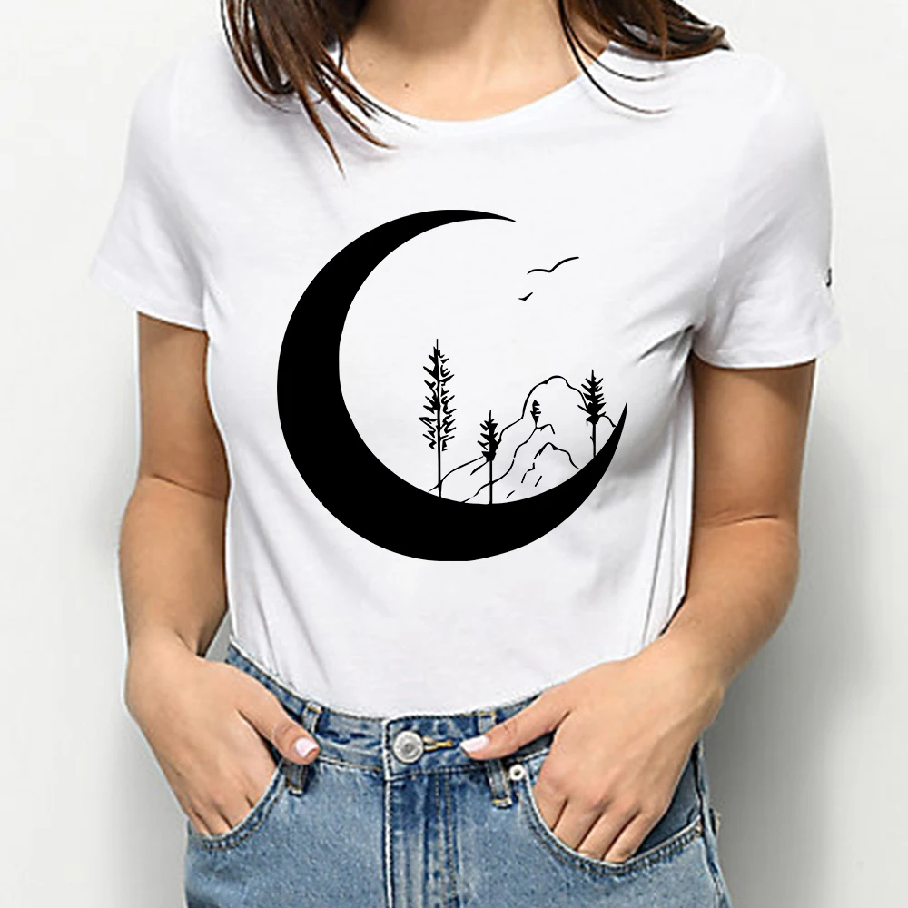 

2021 New Arrivals White Shirt Women Print Tshirt Cosmic Belief Soothing Famili Style Tee Shirt Exquisite Oversize Female