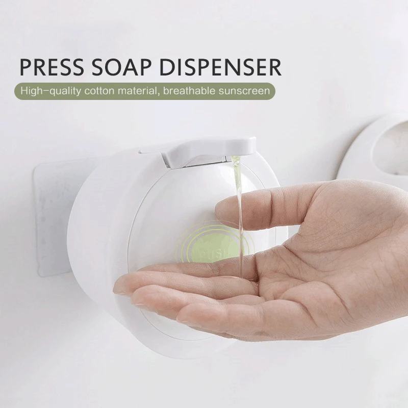 

350ml Soap Dispenser Wall Mounted Kitchen Bathroom Hand Washer Liquid Self-Adhesive Shower Shampoo Lotion Container Box