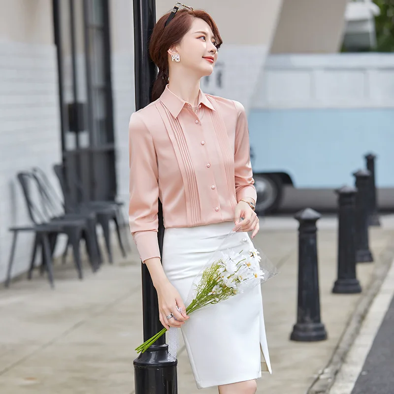 Изысканная белая рубашка осень 2021 женские дизайнерские городские элегантные