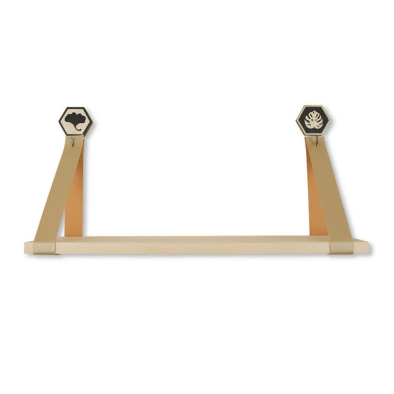 Nordic Style Wooden Wall Decoration Household Hanging Retro Rack Shelf With Leather Belt | Дом и сад
