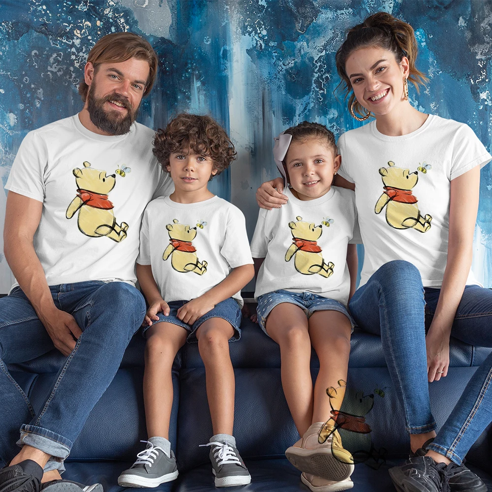 

Fashion New Winnie the Pooh T Shirt Baby Girl Boy Children Pooh Bear T-shirt Women Men Harajuku Hip Hop Famliy Look Tshirts