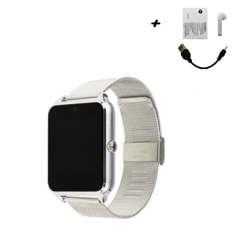 Silver with BT Лидер продаж Bluetooth Смарт часы Z60 для мужчин и женщин Bluetooth 2G Smartwatch Поддержка наручные часы с SIM для IOS Android 16 ГБ TF Bluetooth - Цвет: Silver with BT