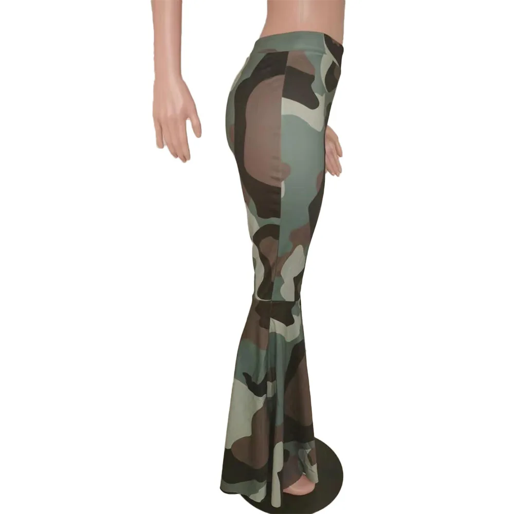 Стильные камуфляжные облегающие Женские брюки с высокой талией 2019 осенние