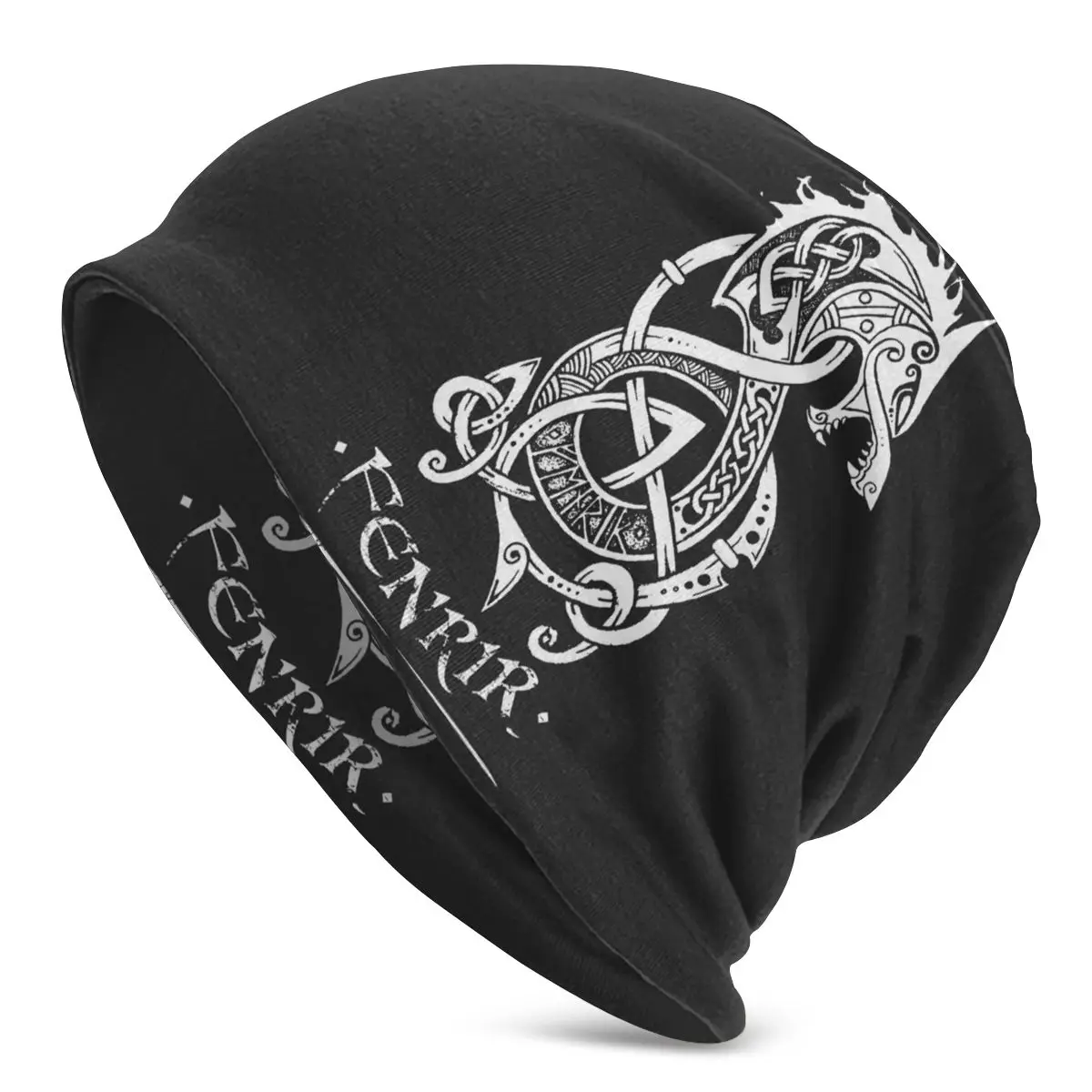 

Bonnet Hats hip hop Adult Men's Knit Hat Fenrir Viking Shield (Grayscale) Vikings cap Graphic Funny Unisex R339 Knitting Hat