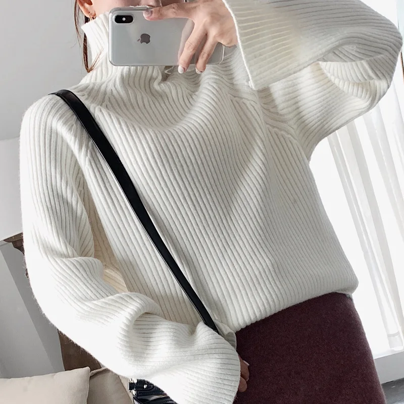 

OMCHION Autumn And Winter Turtleneck Long Sleeve Korean Sweater Women Casual Lazy Loose Oversized Pullover Female Jumper BT72
