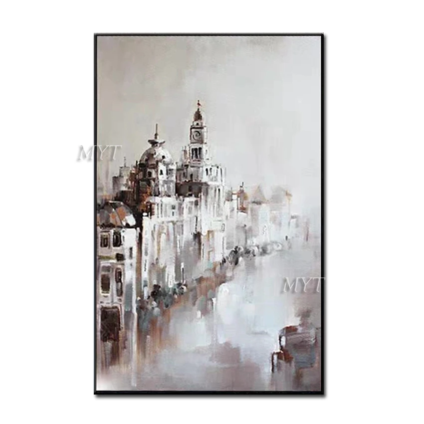 

Замок в европейском стиле архитектура, Современное абстрактное искусство, картина маслом на холсте, Настенная картина на холсте, картины бе...