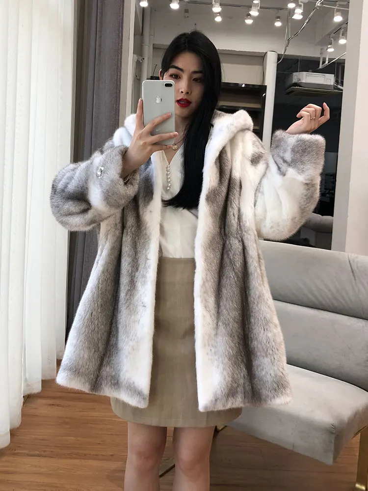 Real Mink Coat Fur Women Winter Jacket Natural Fur Coats and Jackets Women Hooded Luxury Coat Chaquetas Mujer 2021 W072 KJ3983