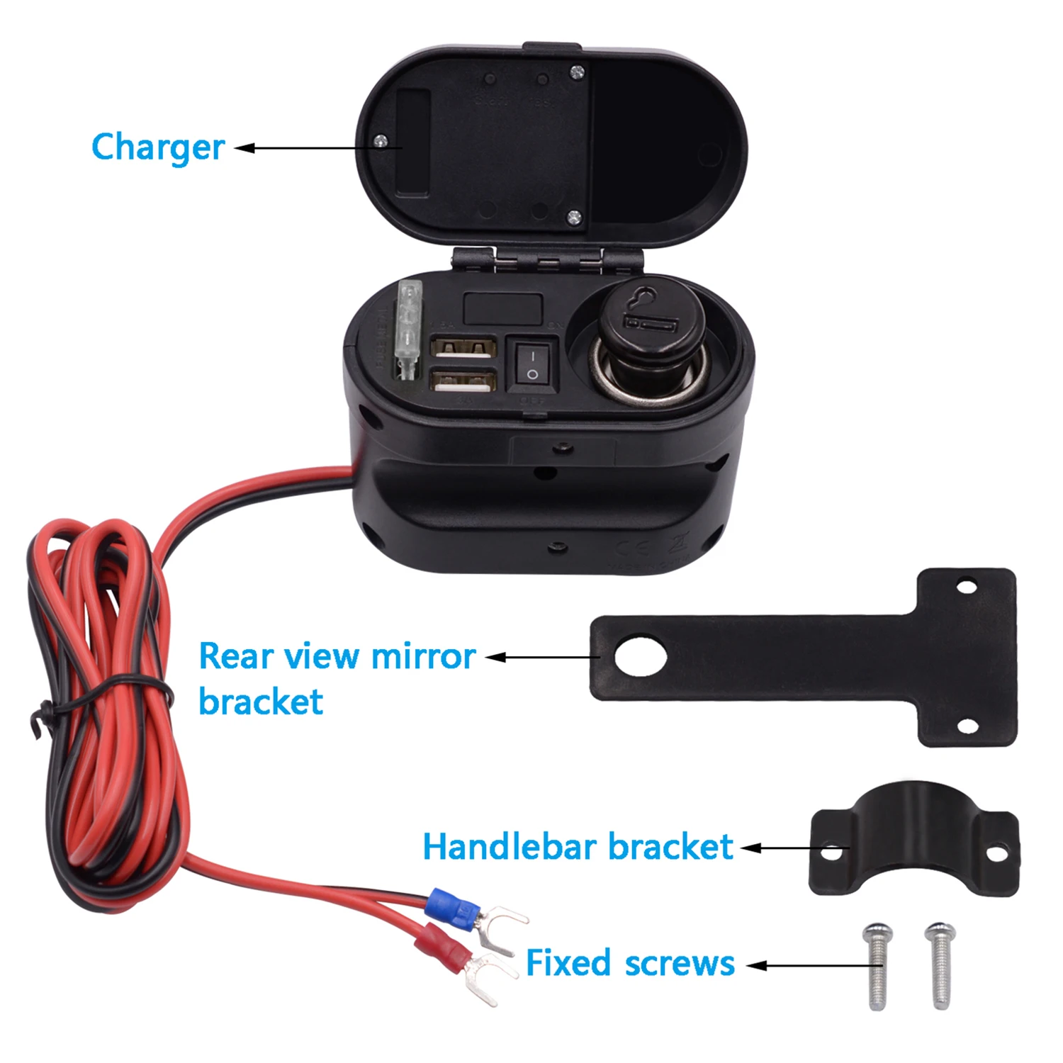 motorcycle modified parts 12v mobile phone dual usb charging port cigarette lighter voltage display timetable four in one free global shipping