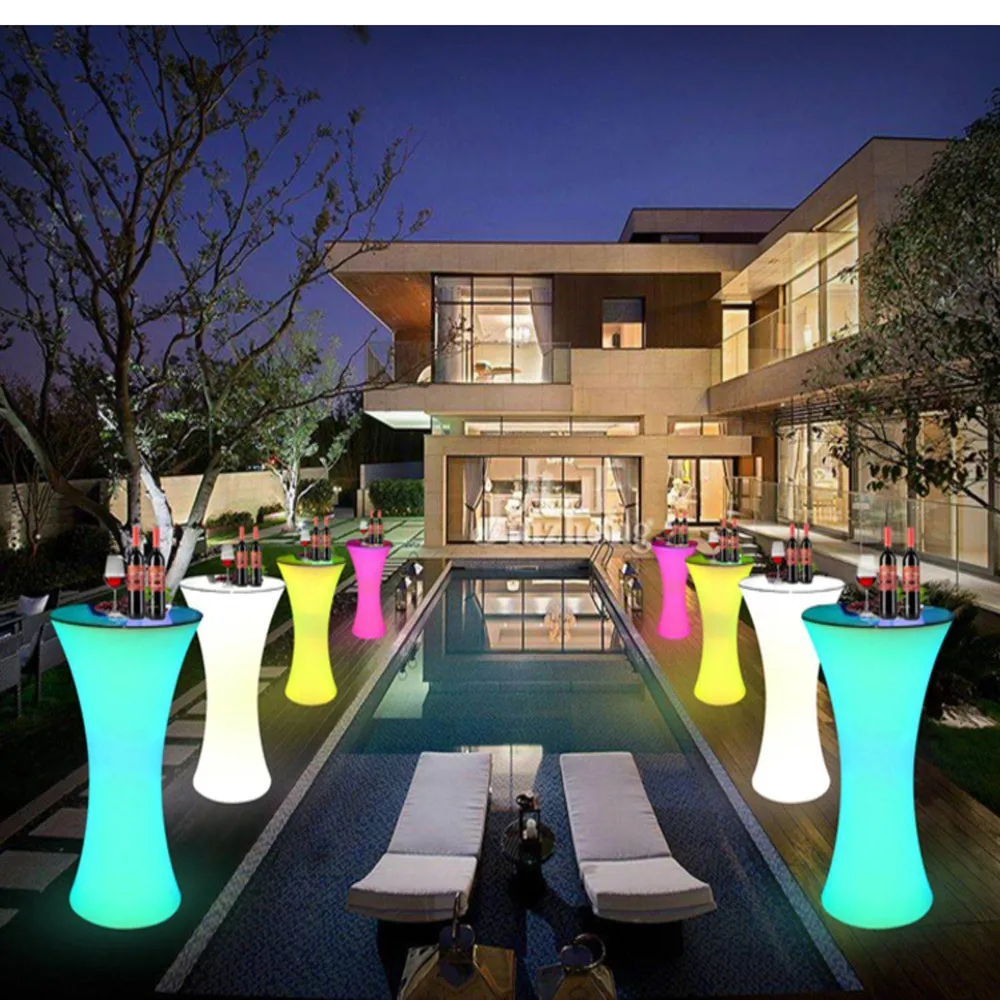 110 см Высота светодиодный освещенный стол для коктейлей пластиковый барный