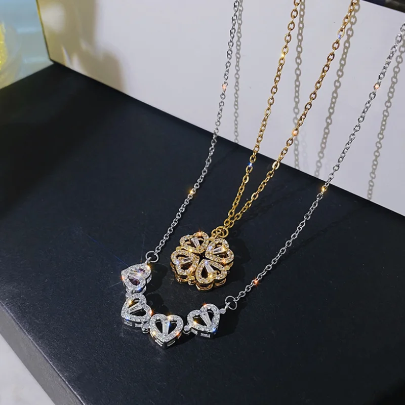 Ожерелье с подвеской в виде четырех листьев для женщин необычное колье 4