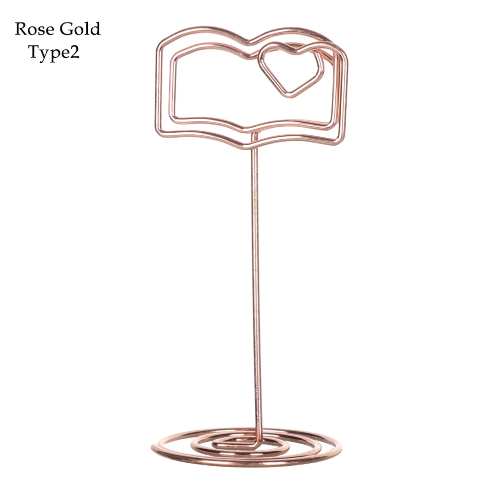 type2 - Rose Gold 1 шт., зажимы в форме луны и звезд, папки для заметок, свадебные сувениры, карты, фото, стенд, настольные номера, держатель, зажим для бумаги, настольный декор - Цвет: type2 - Rose Gold