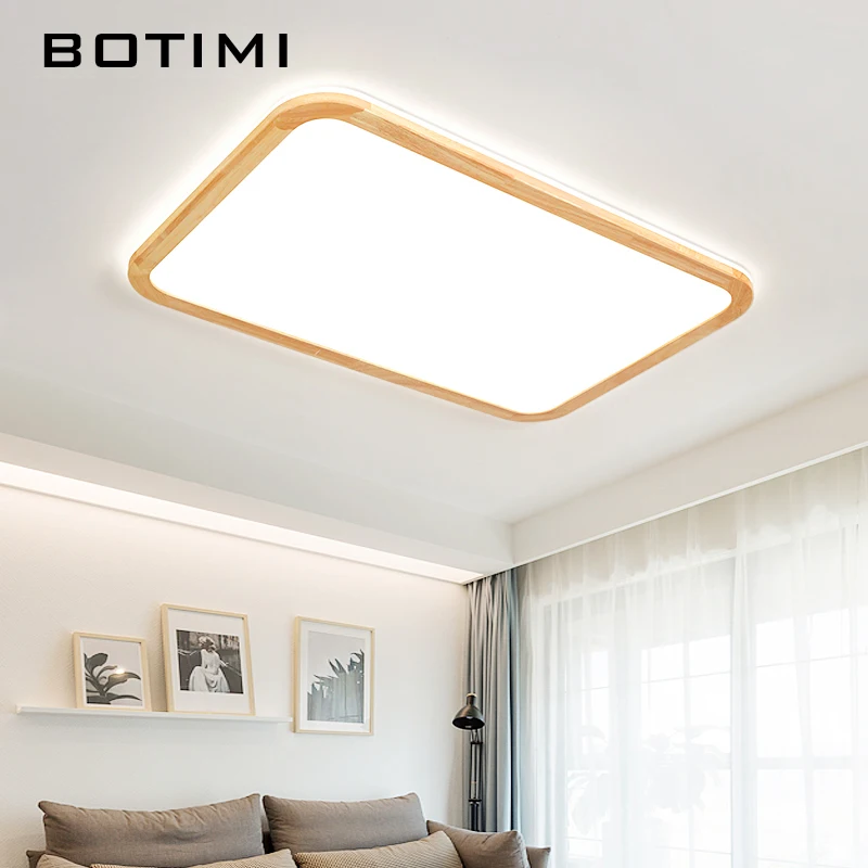 Современные Квадратные деревянные потолочные светильники для гостиной