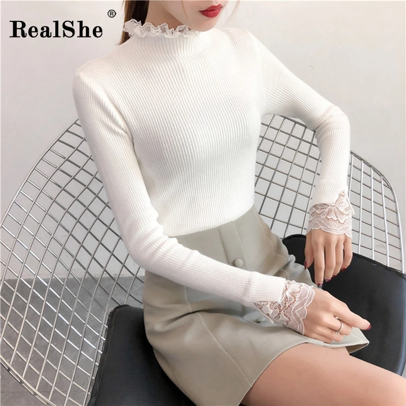 RealShe осенний женский свитер 2019 кашемировый с длинным рукавом женские осенние