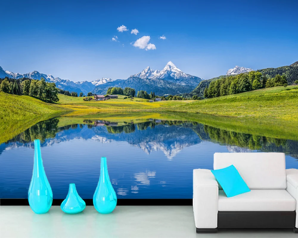 

Papel de parede summer landscape alpine lake in the Alps nature 3d wallpaper,living room bedroom wall papers home decor mural