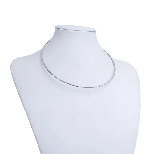 

New Hot 304 Stainless Steel Wire Collar Neck Ring Necklace Jewelry For Women Men Gifts Silver Color 43.5cm long, 1 Piece
