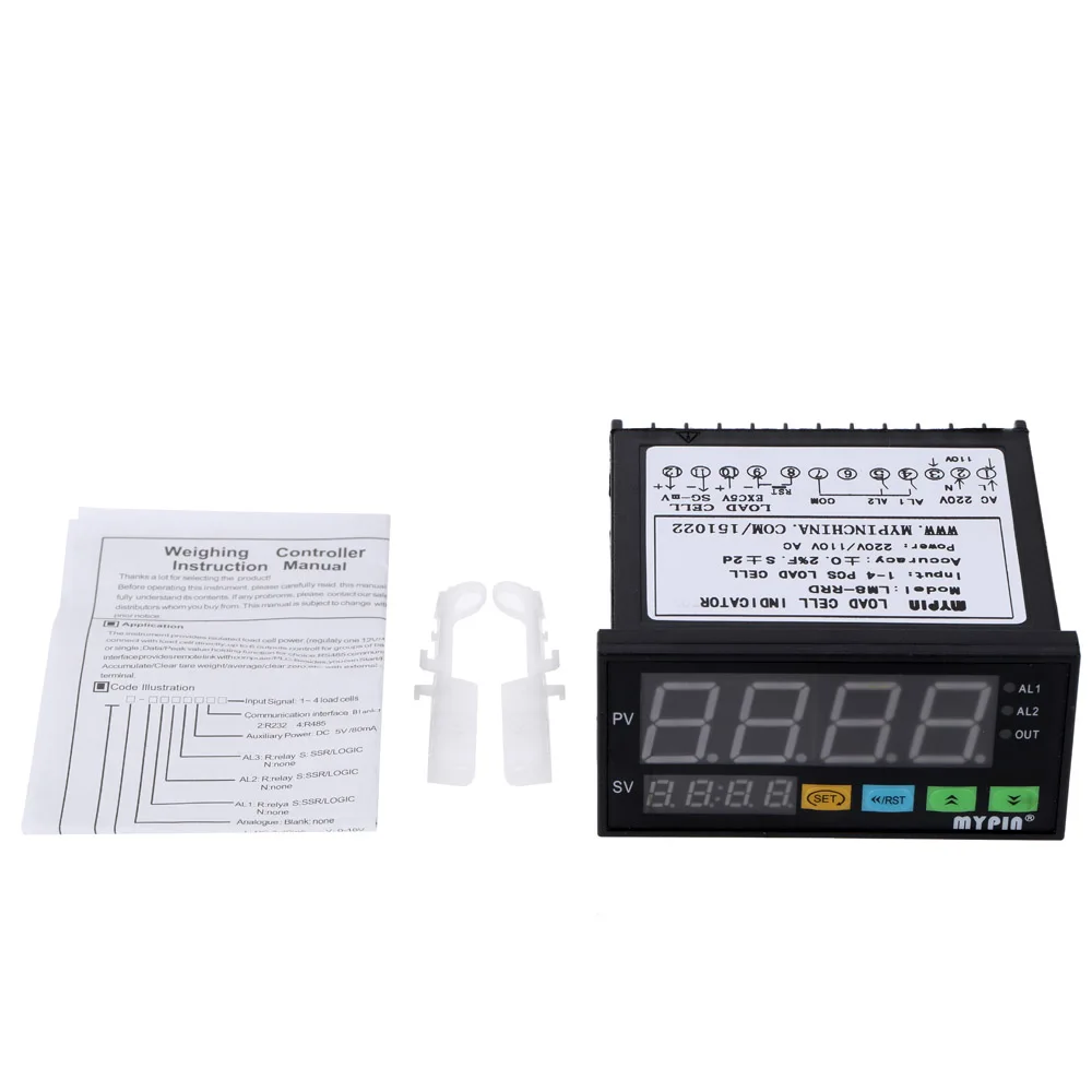 

MYPIN Digital Weighing Controller Load-cells Indicator 1-4 Load Cell Signals Input 2 Relay Output 4 Digits LED Display LM8-RRD
