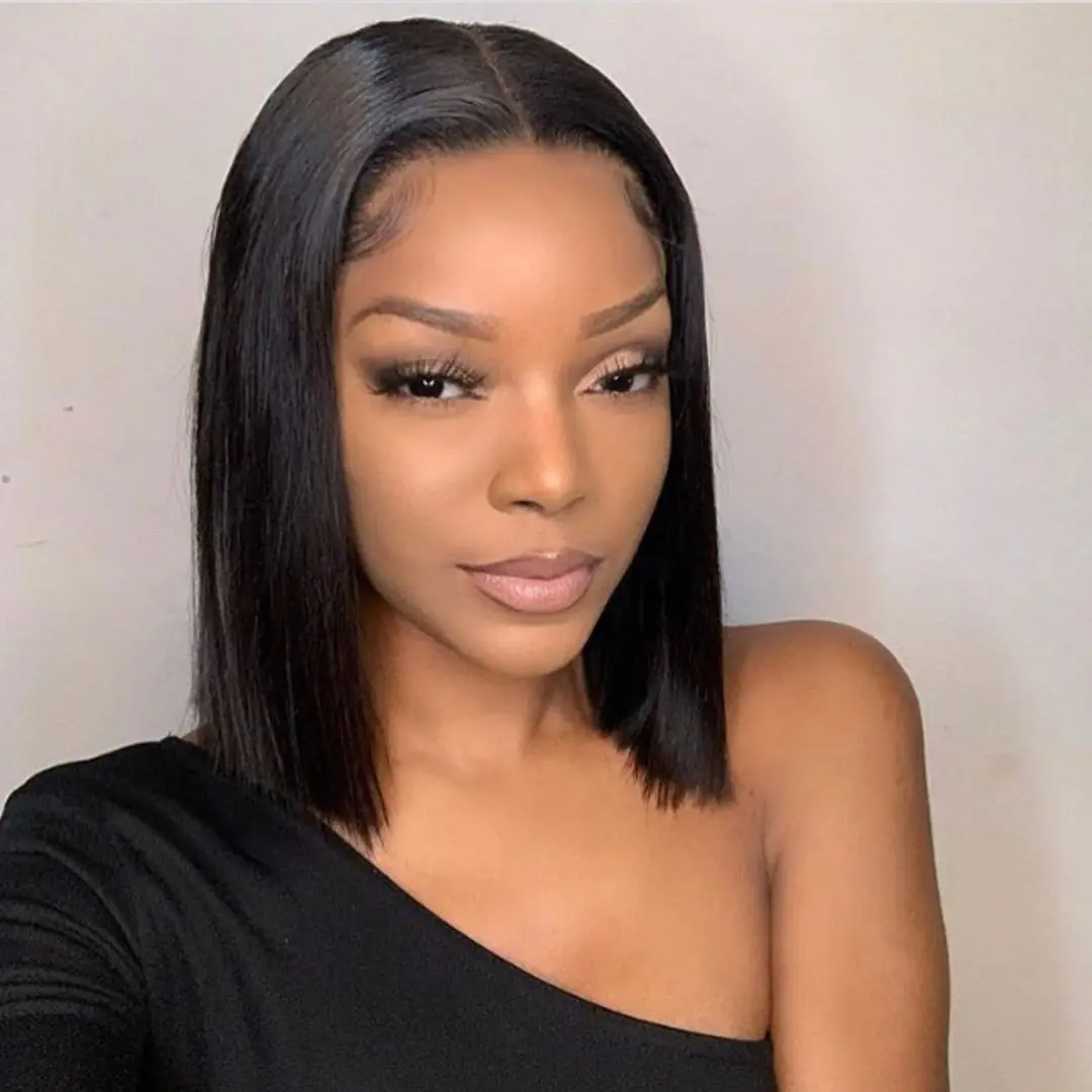 Парик с застежкой 4x4 парик коротким Бобом парики из человеческих волос для