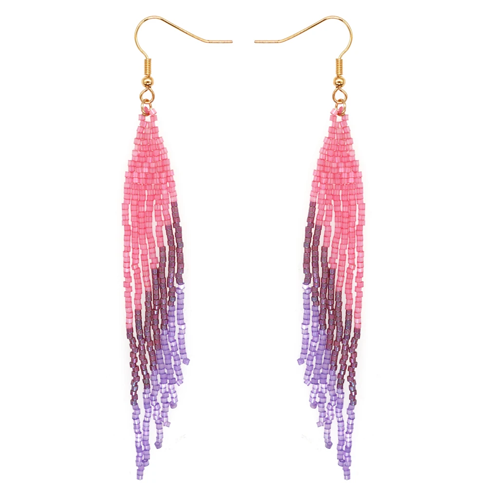 Богемные летние пляжные длинные серьги с кисточками для женщин бисер миюки
