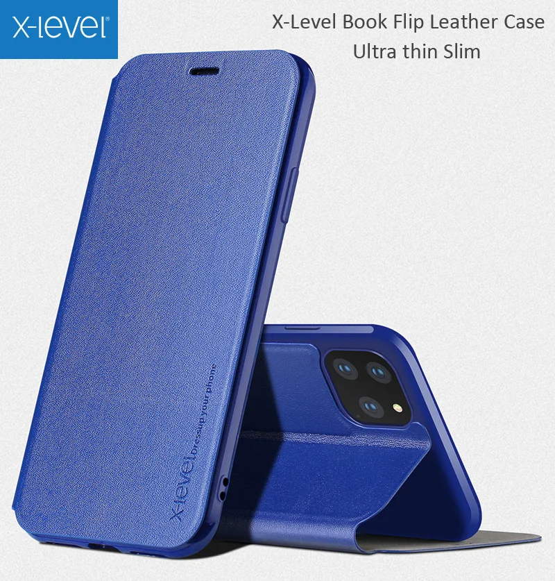 X-Level Книга Флип кожаный чехол для iPhone 11 Pro Max ультра тонкий