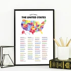 Карта Соединенных Штатов и стостолбы, плакаты, Картина на холсте, США, настенные картины, образовательные настенные картины, домашний декор