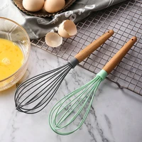 jaswehome very sturdy kitchen silicone whisk balloon wire whisk wood handle egg beater kitchen gadget hand operated stir tools