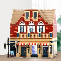 dg2002 moc the post office corner hotel bakery and barber shop building blocks bricks creative cities street toy for kids gifts