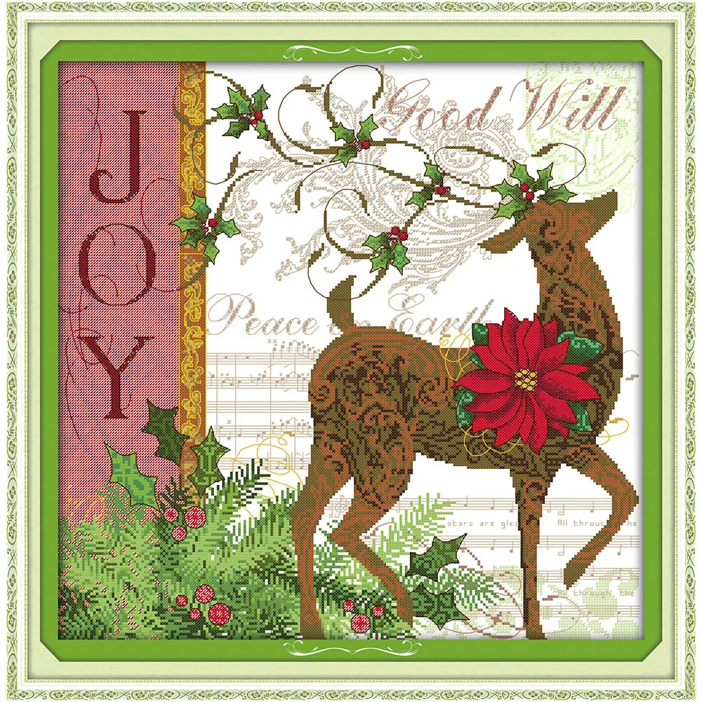 

Everlasting Love Christmas Deer Ecological Cotton Chinese Cross Stitch Kits Counted Stamped 14CT And 11 CT New Sales Promotion