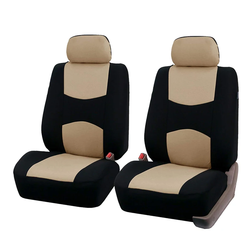 Beige front covers Чехлы для автомобильных сидений, Передняя пара в черном и сером цвете, универсальные Защитные чехлы для сидений для водителей и пассажиров, автомобильные аксессуары - Название цвета: Beige front covers