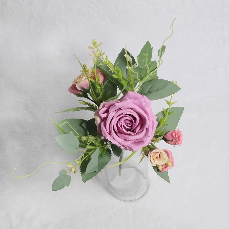 

2022 Beautiful 7 Head Rose Peony Artificial Silk Flowers Small Bouquet Home Party Spring Wedding Decoration Fake Flower Hot