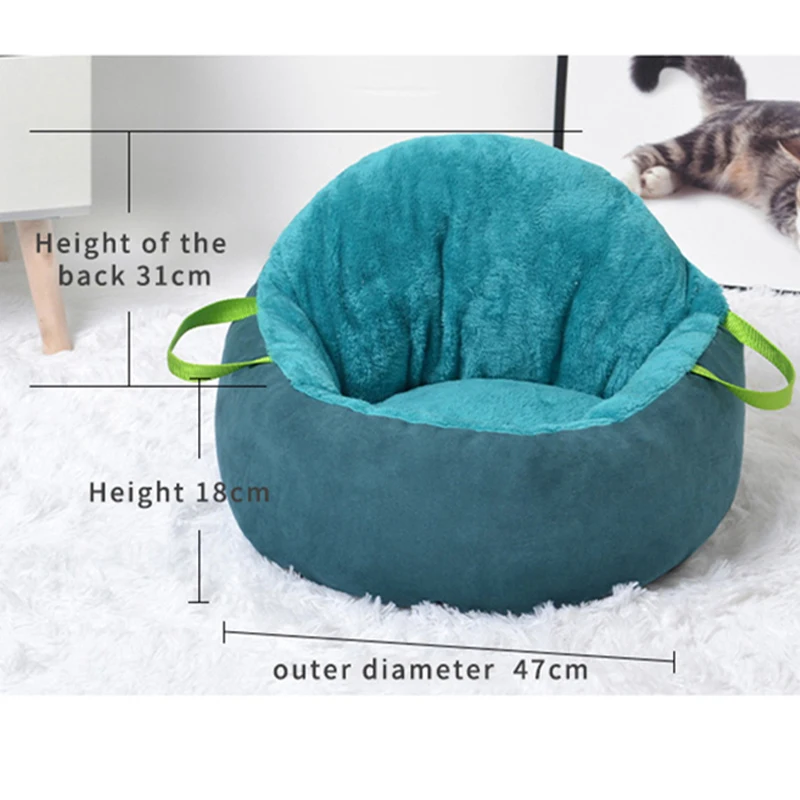 

Pet Bed Cushion Winter Warm Cat Bed Kittens Sleeping Bag Puppy Kennel Mat Plush Soft Portable Foldable Round Cute Cat Supplies
