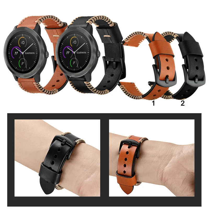 

Ремешок кожаный для Garmin Vivoactive 3 Music For Forerunner 645 245, 20 мм 22 мм