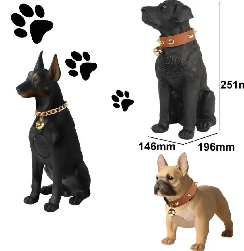 Altavoz con Bluetooth para perro, minialtavoz de cuerpo completo, tarjeta inalámbrica, TF, USB, FM, AUX, TWS, Bulldog