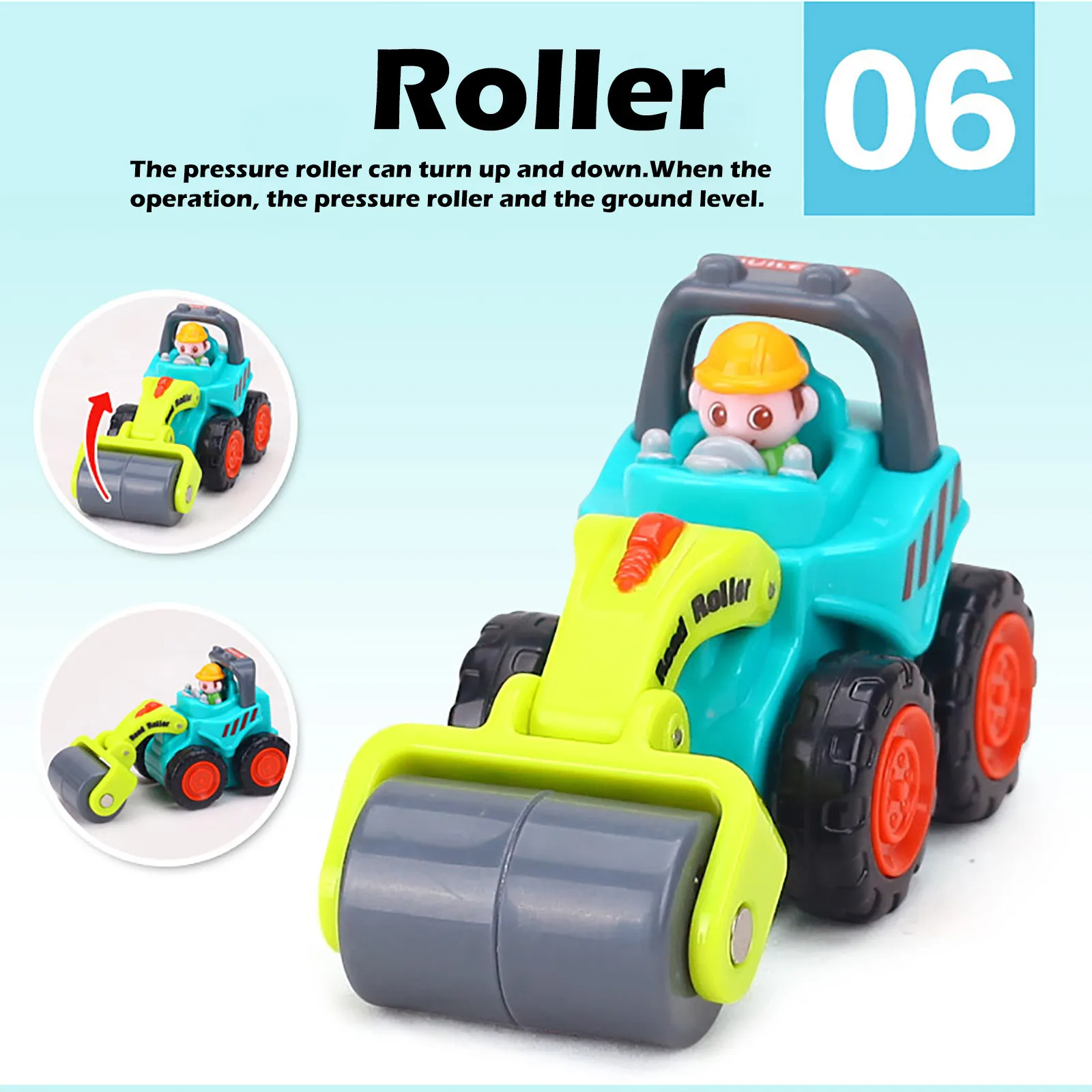 

6 Pieces Of Indoor And Outdoor Toys Inertia Construction Vehicle Toy Set Model Children's Baby Round Corner Educational Toy Gift