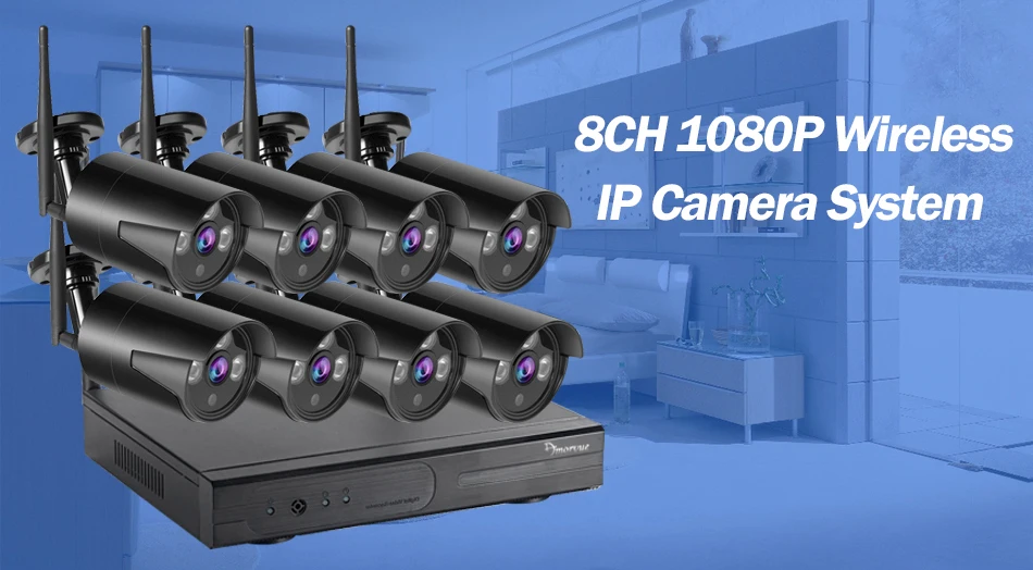 Amorvue 8CH 1080P Wifi CCTV камера система 2MP Wifi цилиндрическая ip-камера с защитой от атмосферных воздействий Wifi NVR комплекты видеонаблюдения камера безопасности