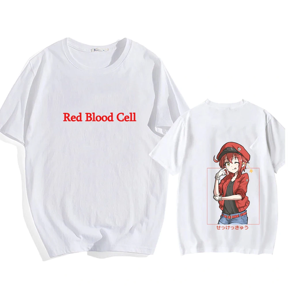 

2021 New Anime Cells at Work Red Blood Cell and White Blood Cell Couples Dress Couple T Shirt for Husband and Wife