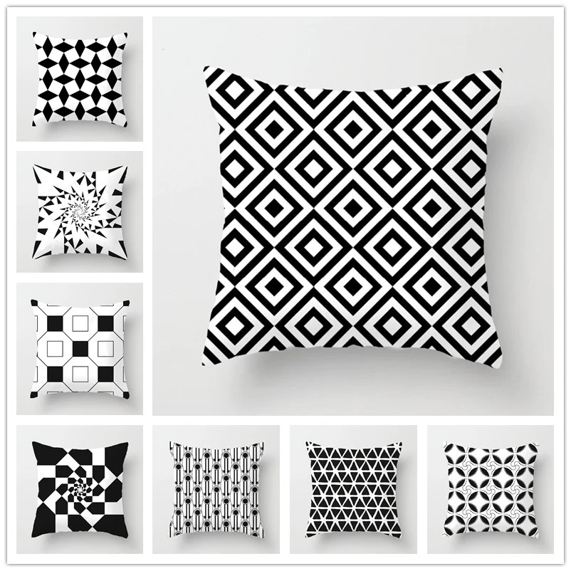 

Brand New Simple Black White Geometry Cushion Case Hot Modern Nordic Decorative Pillows Case Livingroom Sofa Couch Throw Pillows