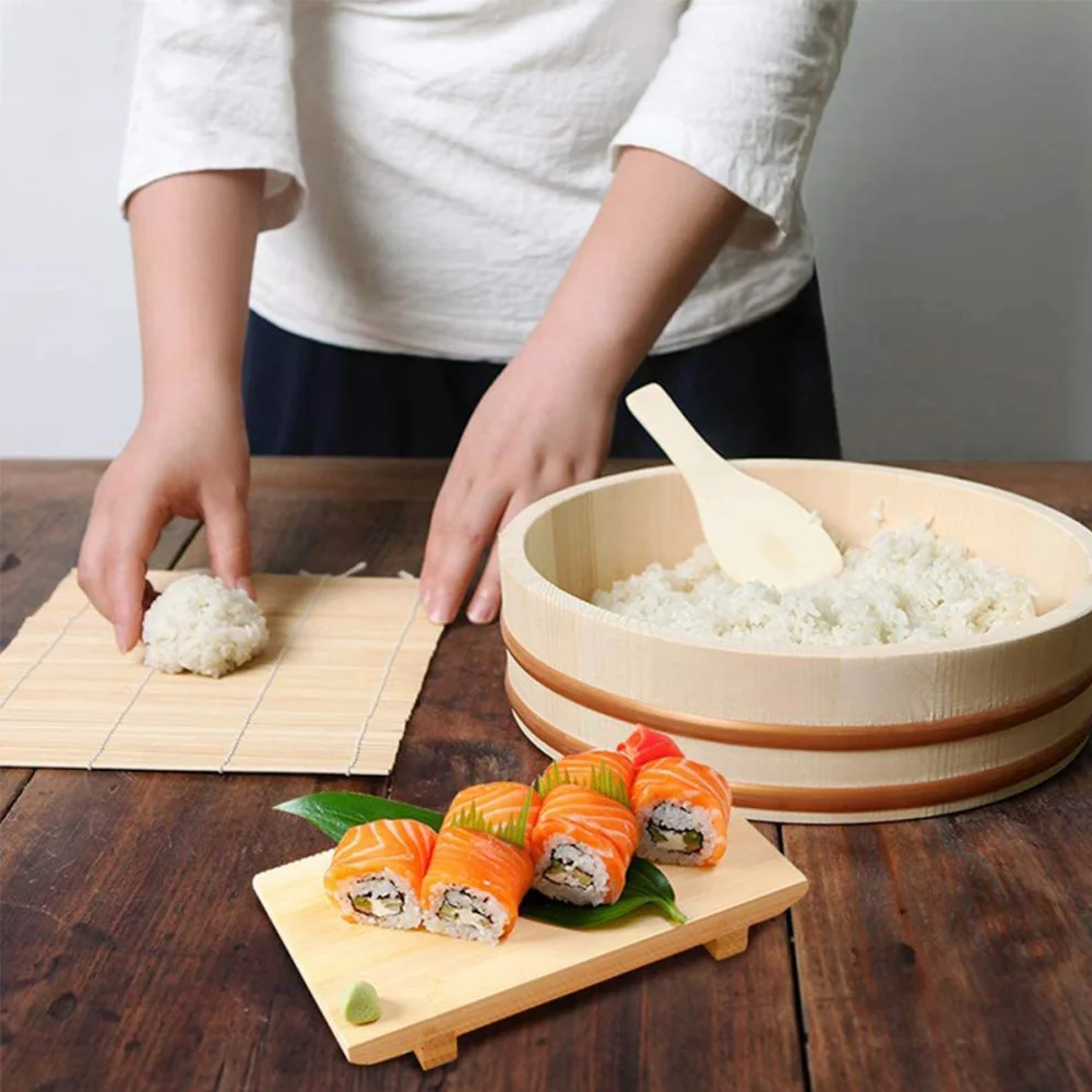 

1pc Wooden Japanese Sushi Rice Bucket Korean Rice Mix Bucket (Burlywood)