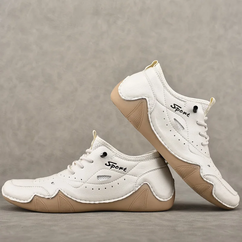 Новинка 2020 года Мужская кожаная повседневная обувь на плоской подошве ручной