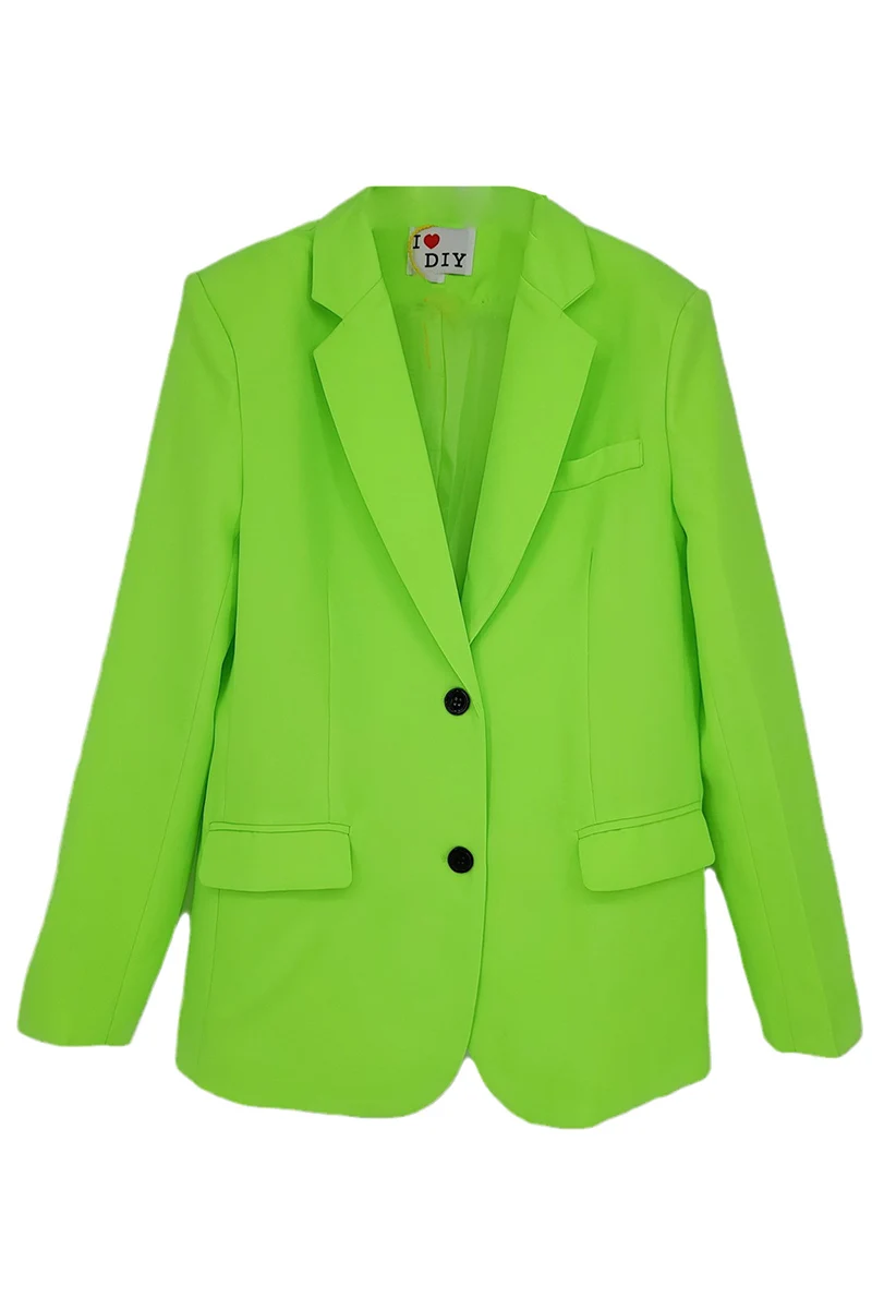 

DEAT summer women clothes high waist single breasted notched light green pockets loose fits female blazer WP90806L fashion