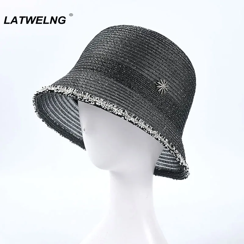 Весна лето 2020 новая Панама со стразами рыбацкая шляпа женская модная сетчатая от